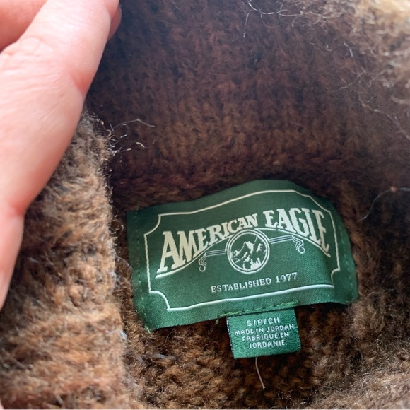American Eagle | Semi Crop Soft Brown Turtleneck Ribbed Sweater - Picture 2 of 8